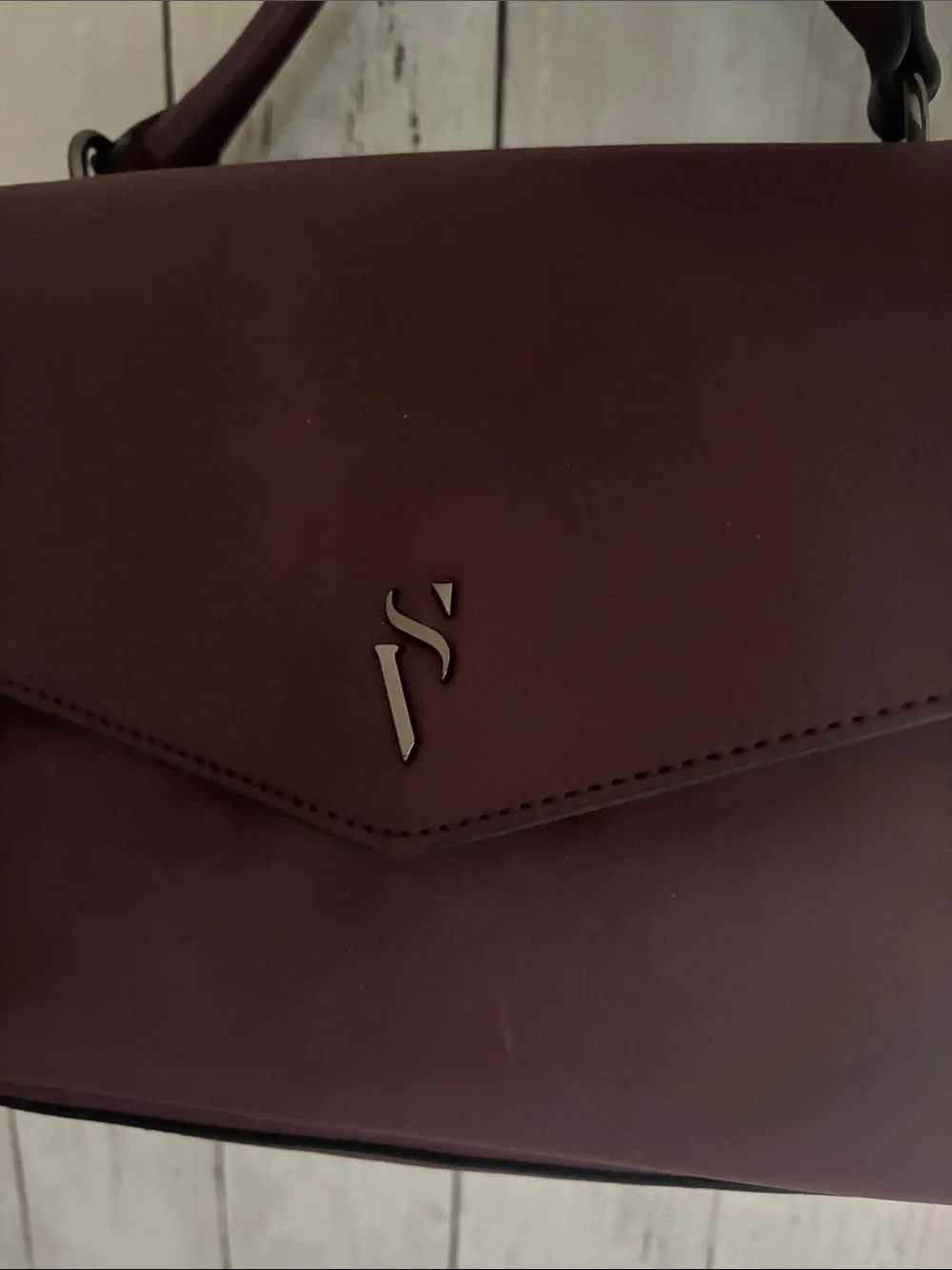 Simply Vera women’s Leather Top-Handle Bag in Burgundy